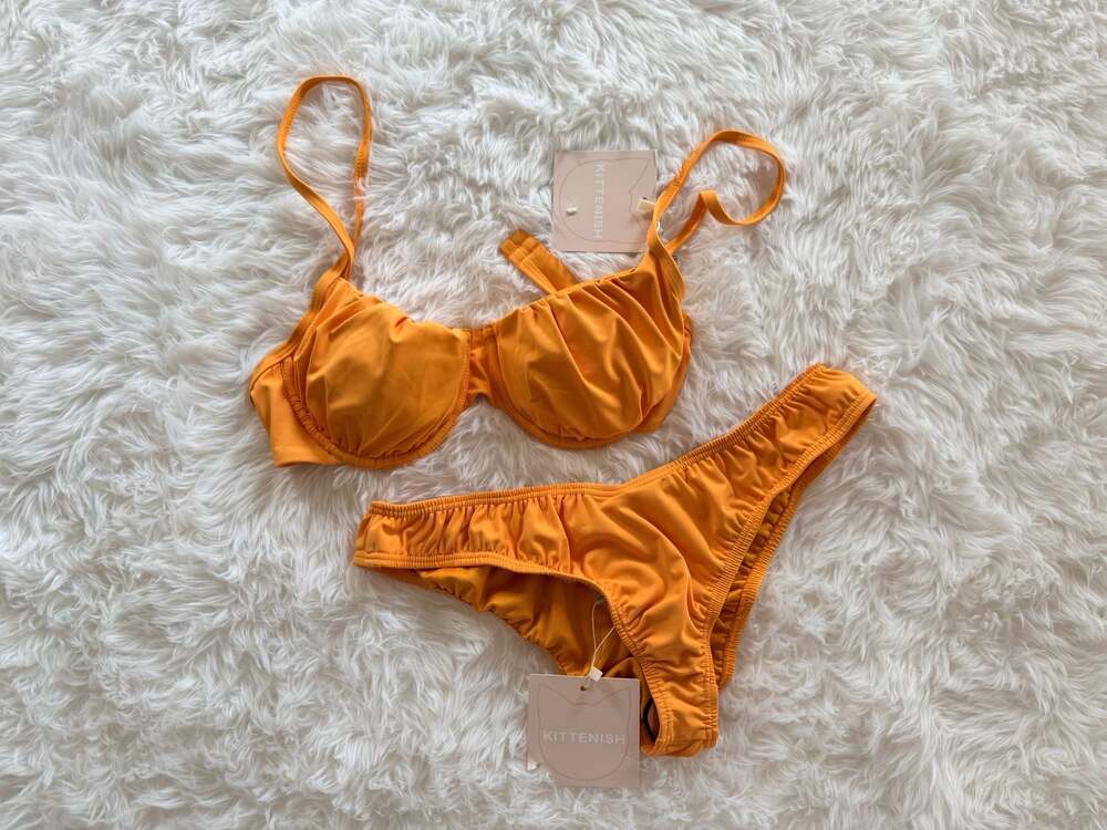 Kittenish Orange Bikini Set Size S